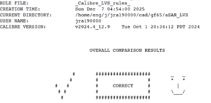 Calibre LVS report GF 65nm