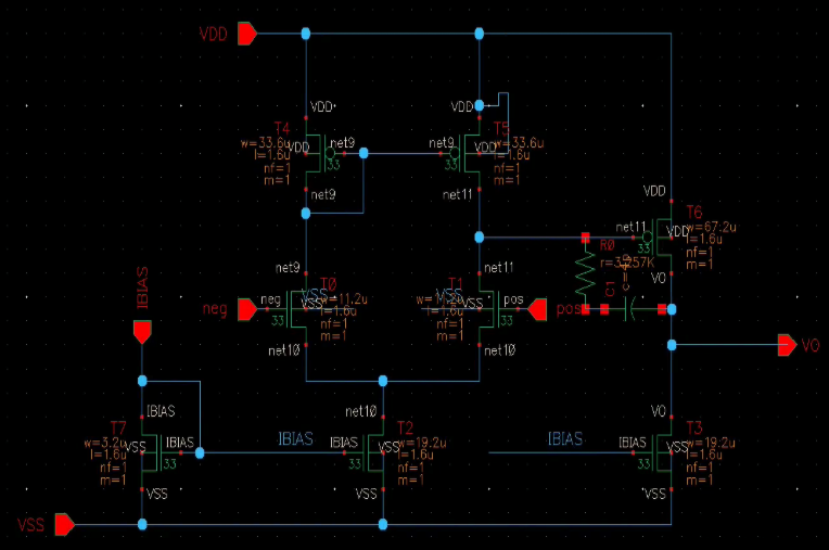 Customized Two-Stage Differential Amplifier schematic